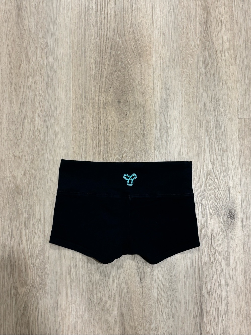TNA Black Bike Shorts with Teal Logo